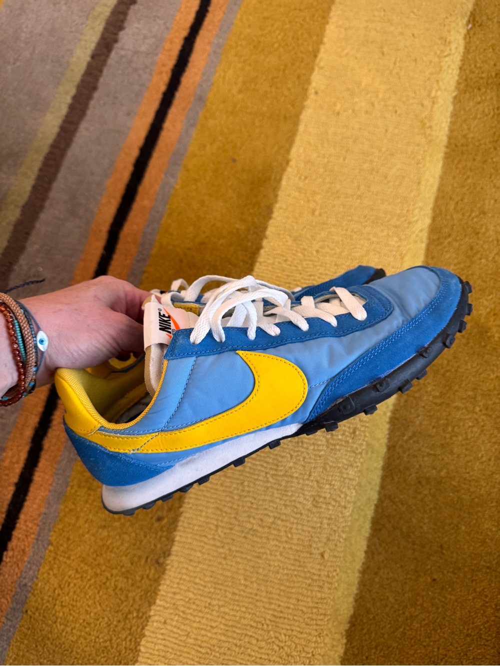 Nike Light Blue and Yellow Waffle Racer Sneaker